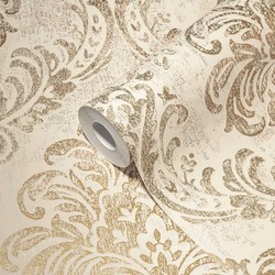 Casa Padrino Baroque Non-Woven Wallpaper Cream / Gold Metallic