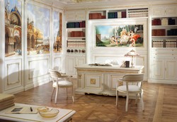 Luxus Barock Massivholz Schreibtisch Weiß Gold