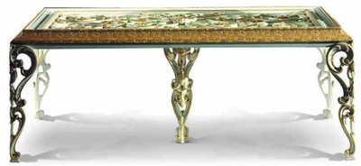 Casa Padrino table à manger baroque de luxe avec plateau en verre ivoire / or 212 cm - Fabriqué en Italie