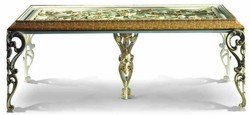 Casa Padrino table à manger baroque de luxe avec plateau en verre ivoire / or 212 cm - Fabriqué en Italie