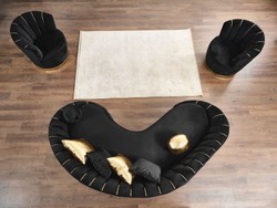 Casa Padrino sofá de 3 plazas de salón de lujo negro / oro 250 cm