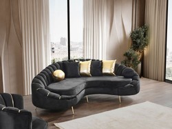 Casa Padrino sofá de 3 plazas de salón de lujo negro / oro 250 cm