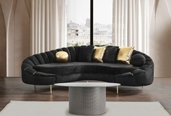 Casa Padrino sofá de 3 plazas de salón de lujo negro / oro 250 cm