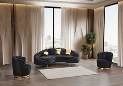 Casa Padrino sofá de 3 plazas de salón de lujo negro / oro 250 cm
