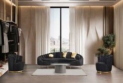 Casa Padrino sofá de 3 plazas de salón de lujo negro / oro 250 cm