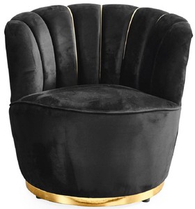 Runder Luxus Wohnzimmer Hotel Sessel Schwarz Gold