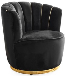 Casa Padrino fauteuil de salon de luxe noir / or Ø 75 x H. 90 cm
