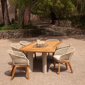 Casa Padrino Luxus Garten Esstisch Naturfarben / Sandfarben 230 cm