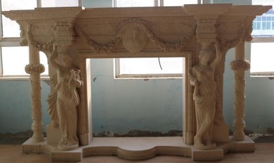 Casa Padrino marco de chimenea de mármol barroco de lujo beige 290 x A. 165 cm