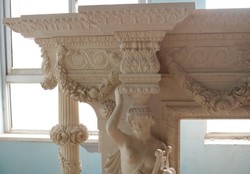 Casa Padrino cornice del camino in marmo barocco di lusso beige 290 x A. 165 cm