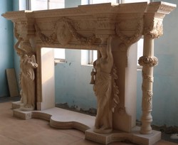 Casa Padrino cornice del camino in marmo barocco di lusso beige 290 x A. 165 cm