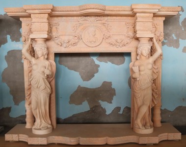 Casa Padrino marco de chimenea de mármol barroco de lujo beige 200 x A. 150 cm
