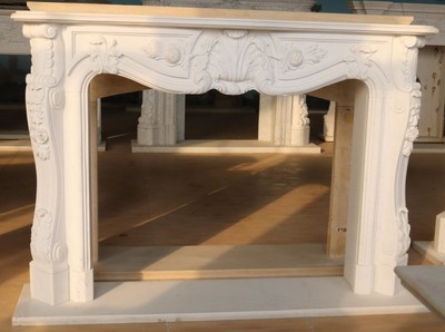Casa Padrino marco de chimenea de mármol barroco de lujo blanco 184 x A. 133 cm