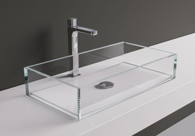 Casa Padrino Lavabo de Vidrio de Lujo Transparente 65 cm - Hecho en Italia