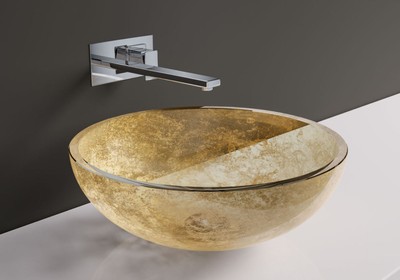 Casa Padrino Lavabo de Cristal de Lujo Oro Ø 44 cm - Hecho en Italia