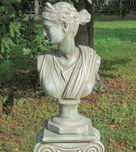 Casa Padrino busto da giardino decorativo Art Nouveau signora verde antico A. 45 cm