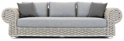 Casa Padrino Luxus 3er Gartensofa Grau / Beige / Weiß 258 cm