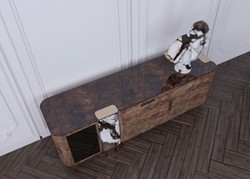 Luxus Sideboard mit 3 Türen Braun Weiß Schwarz Messing
