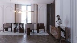 Luxus Sideboard mit 3 Türen Braun Weiß Schwarz Messing