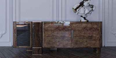 Luxus Sideboard mit 3 Türen Braun Messing