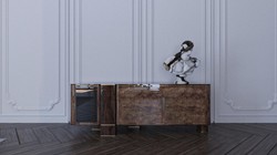 Luxus Sideboard mit 3 Türen Naturfarben Braun