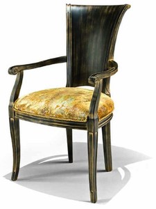 Casa Padrino Chaise de Salle à Manger Baroque de Luxe avec Accoudoirs Or / Noir Antique - Fabriquée en Italie