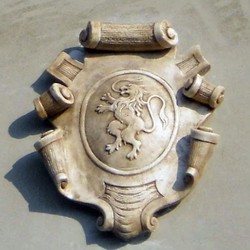 Prunkvolles Luxus Barock Wandrelief Wappen Antik Beige