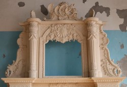 Casa Padrino cadre de cheminée baroque de luxe en marbre beige 260 x H. 350 cm