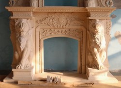 Casa Padrino cadre de cheminée baroque de luxe en marbre beige 260 x H. 350 cm