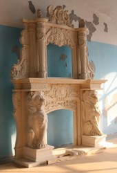 Casa Padrino cadre de cheminée baroque de luxe en marbre beige 260 x H. 350 cm