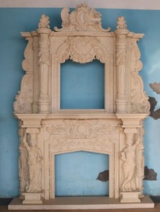 Casa Padrino marco de chimenea de mármol barroco de lujo beige 200 x A. 290 cm