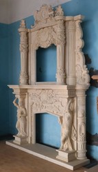 Casa Padrino marco de chimenea de mármol barroco de lujo beige 200 x A. 290 cm