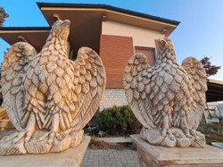 Casa Padrino Ensemble de Sculptures Décoratives de Jardin Baroque Aigle Beige H. 76 cm - Fabriqué en Italie