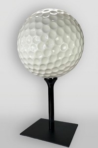 Casa Padrino XXL Deko Golfball mit Abschlag Weiß / Schwarz Ø 140 cm