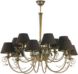 Casa Padrino luxury baroque crystal chandelier brass with patina / dark brown Ø 90 cm