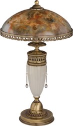 Casa Padrino lámpara de mesa barroco de lujo latón con pátina / colorido / blanco A. 53 cm