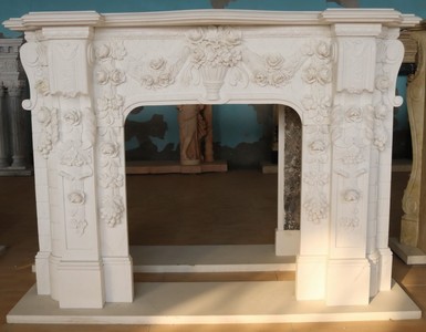 Casa Padrino marco de chimenea de mármol barroco de lujo blanco 190 x A. 142 cm