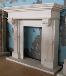 Casa Padrino cadre de cheminée baroque de luxe en marbre blanc 165 x H. 153 cm