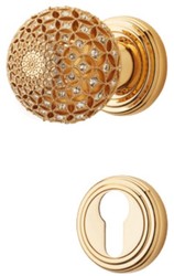Casa Padrino set di pomello per porta barocco con vetro cristallo Swarovski Ø 5,5 cm - Fatto in Italia