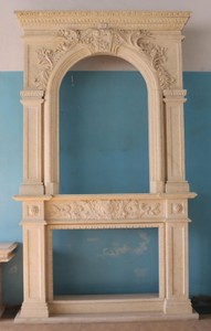 Casa Padrino marco de chimenea de mármol barroco de lujo beige 200 x A. 342 cm