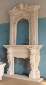 Casa Padrino marco de chimenea de mármol barroco de lujo beige 215 x A. 372 cm