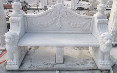 Casa Padrino banc de jardin baroque de luxe en marbre blanc 180 cm