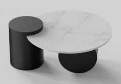 Casa Padrino tavolo da salotto di lusso con piano in ceramica nero / bianco 106 cm