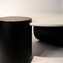 Casa Padrino tavolo da salotto di lusso con piano in ceramica nero / bianco 106 cm