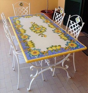 Luxus Jugendstil Schmiedeeisen Lavastein Gartenmöbel Set Mehrfarbig Weiß