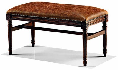 Casa Padrino banc en cuir baroque de luxe marron vintage / marron foncé 80 cm - Fabriqué en Italie