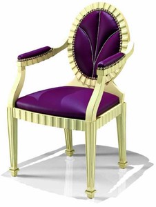 Casa Padrino Chaise de Salle à Manger Baroque de Luxe avec Accoudoirs Violet / Ivoire - Fabriquée en Italie