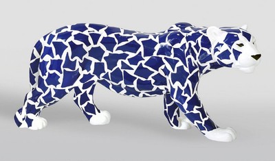 Casa Padrino scultura decorativa XXL bianco / blu 160 x A. 72 cm