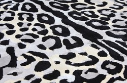 Rechteckiger Luxus Teppich mit Leoparden Design Grau Creme Schwarz