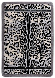 Rechteckiger Luxus Teppich mit Leoparden Design Grau Creme Schwarz